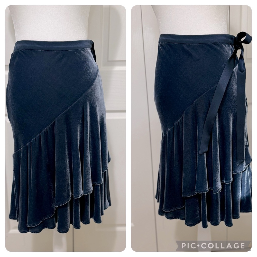 Vintage Nougat London Silk Blend Velvet Asym Ruffle Skirt Whimsigoth S - Picture 11 of 17